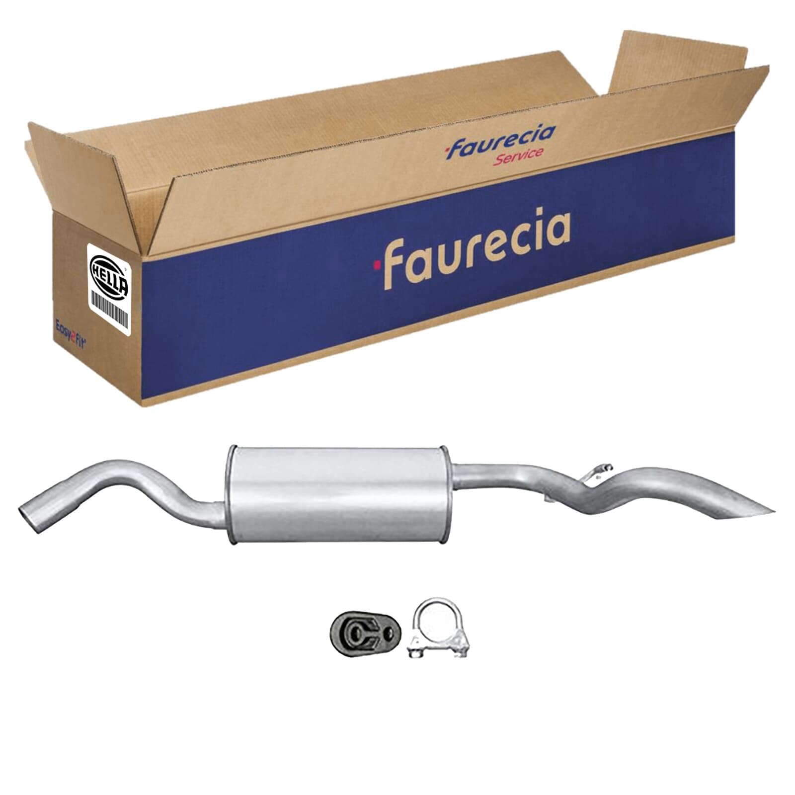 HELLA 8LD 366 029-761 Tłumik końcowy - Easy2Fit® Kit - z tyłu - jednoczęściowy - Komplet z elementami do montażu
