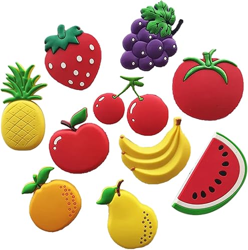 Set of 10 Colorful Fruit Fridge Magnets - Vibrant Refrigerator Magnets for Home Decor and Organization (Fruit Fridge Magnets)