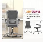 Chaise de bureau, chaise de bureau ergonomique avec support Lombaire réglable & Hauteur de la assise, chaise d'ordinateur Mesh à dossier élevé avec accoudoirs encastrés Chaises de travail (moderne, gris de fer avec cadre gris)