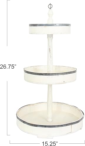 Miniatura 3 de Creative Co-Op Bandeja decorativa de madera y hojalata de 3 niveles