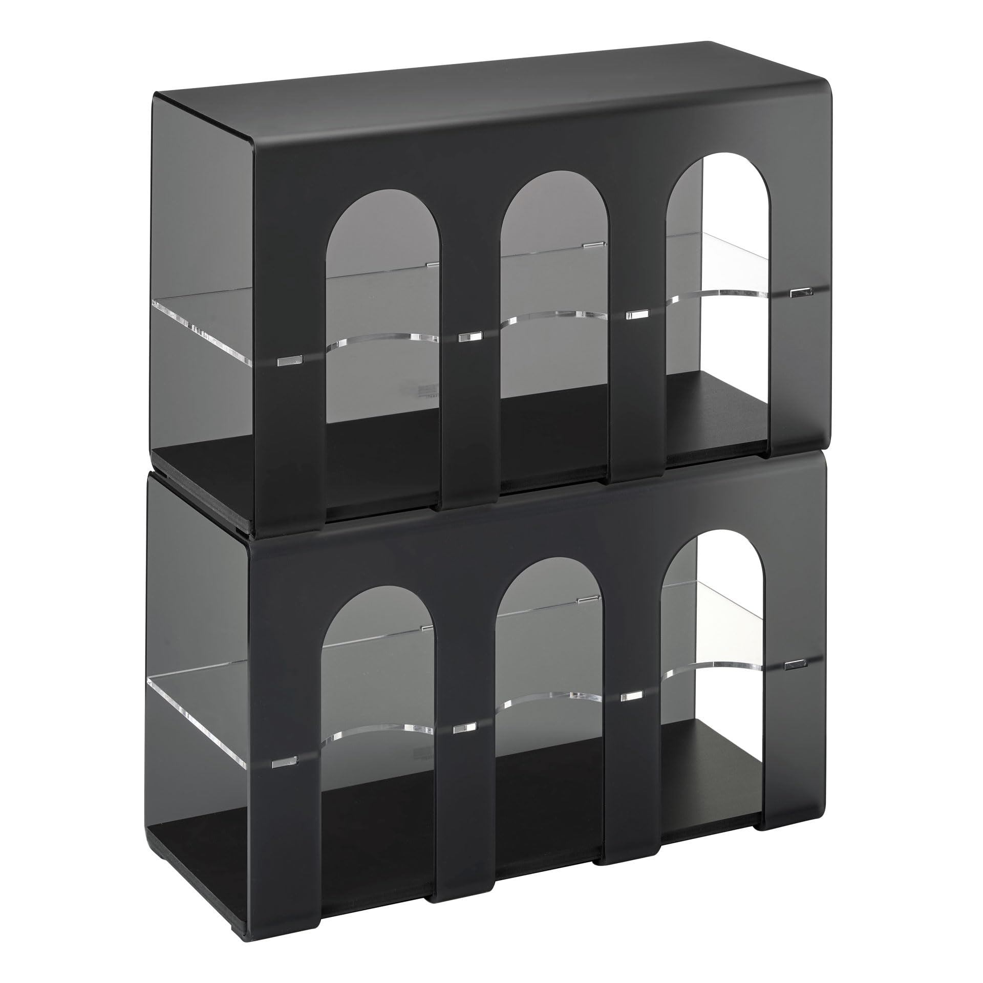 LINEE Recanati – MEDITERRANEA Porte-bouteilles en PMMA – Bar à vin pour salon, cuisine et restaurant – Capacité 6 bouteilles – Fabriqué en Italie – 50 × 30 × 20 cm (fumé gris satiné)