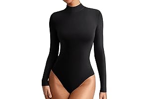 Black Turtle Neck Bodysuit for Women
