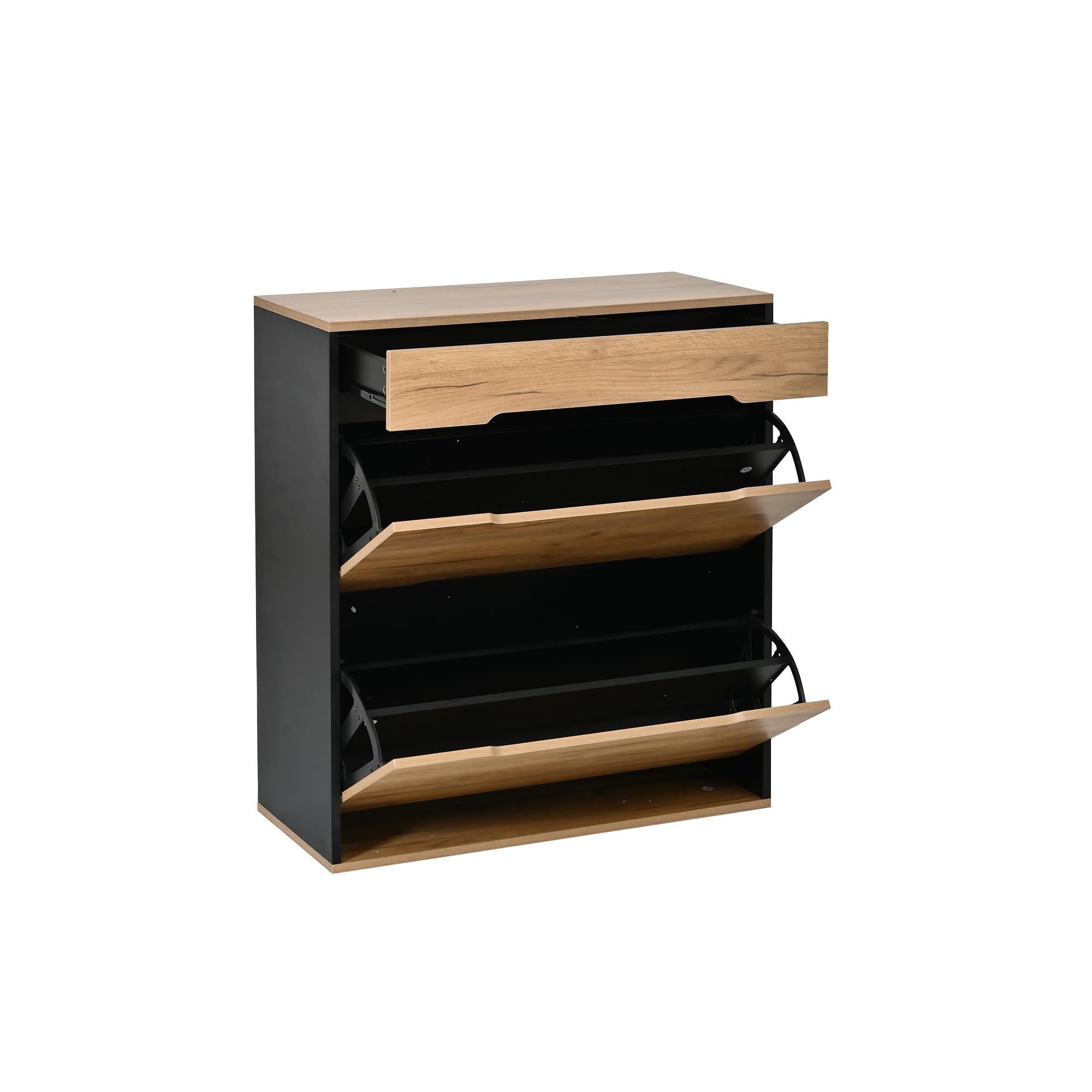 Garderobe Set Garderobenschrank mit Spiegel, Holzfarbe, 156x36x176 cm