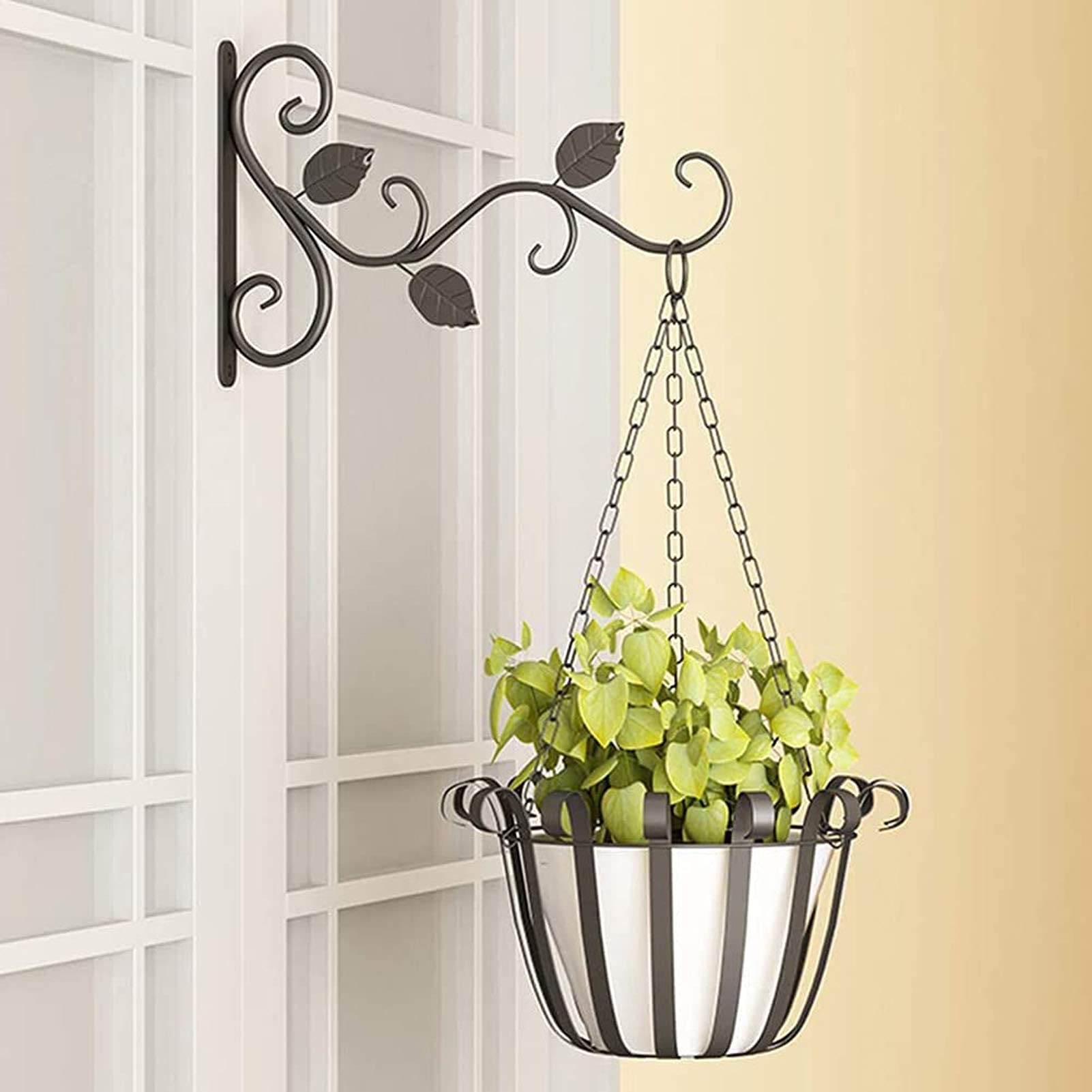 Toaboa Blumenampelhalter Aus Eisen - Wandhalterung Für Hängende Pflanzenkörbe, Windspiele & Vogelhäuschen