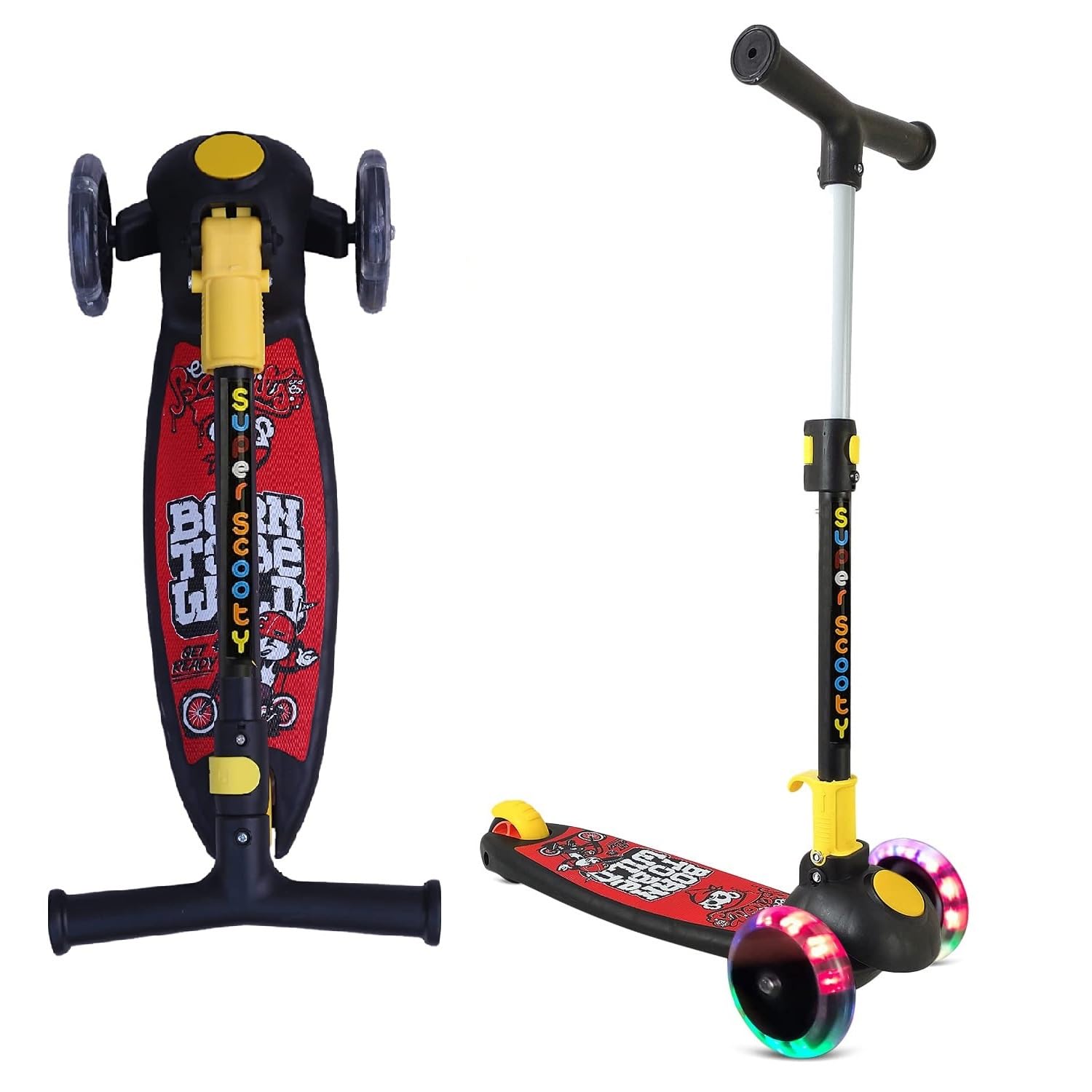 MUREN® Smart 3 Wheels Kick Scooter for 5-10 Years Kids with Adjustable Height & Anti Slip Base-LED Light Wheels-Back Paddle Break- Weight Capacity 45 KG -Black (B0CKYSTXSH) Amazon Price History, Amazon Price Tracker