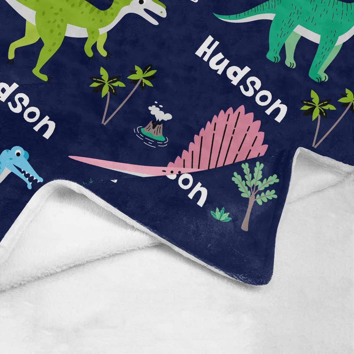 Custom Name Blankets for Baby Boys Girls - Personalized Baby Blankets with Dinosaur Design for Kids - Funny Throw Blanket with Cute Animal - Customized Swadding Blanket for Toddler Super Soft 50"x60"