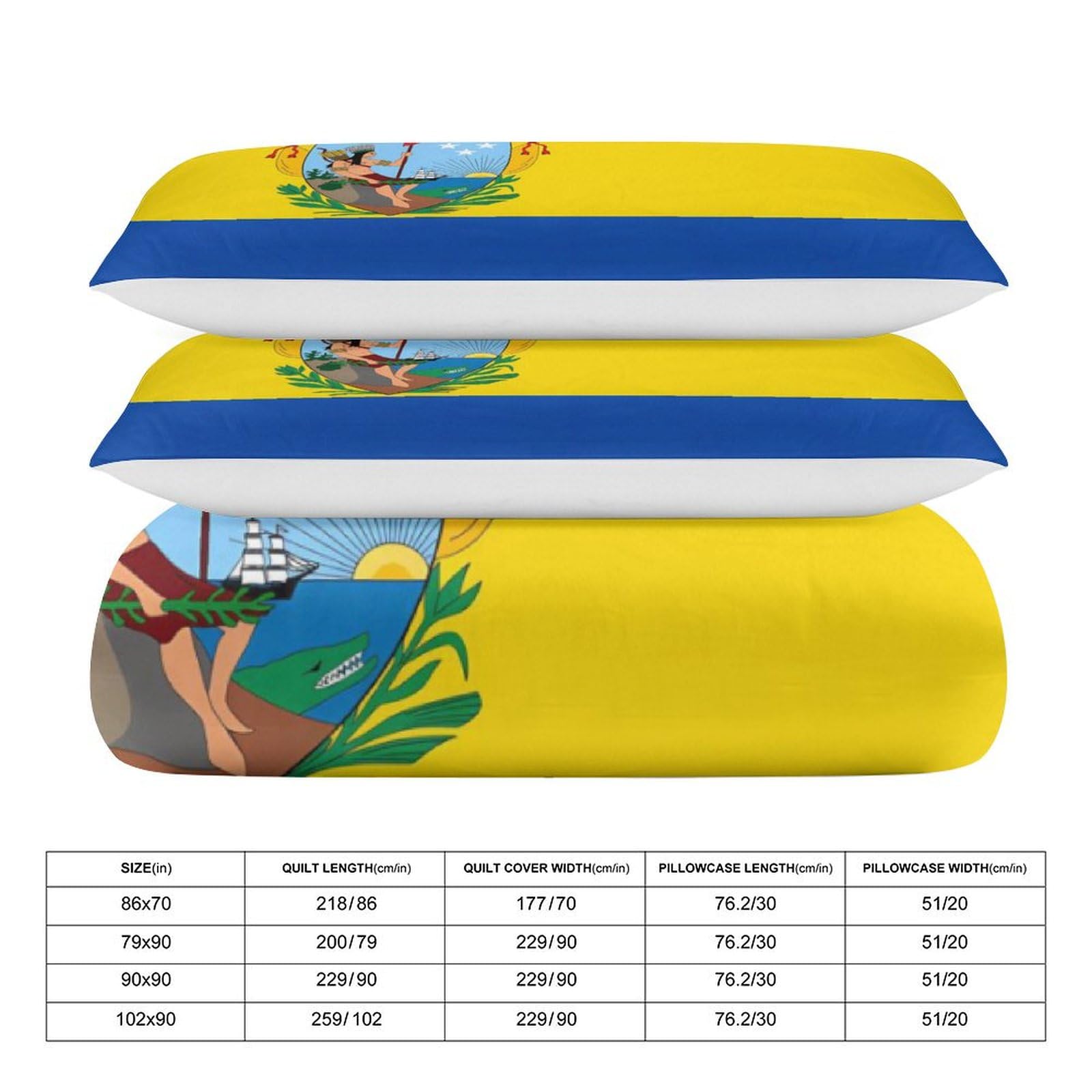 Flag of Gran Colombia Funny 3 Piece Bedding Comforter Sets 1 Duvet Cover and 2 Pillowcases 90