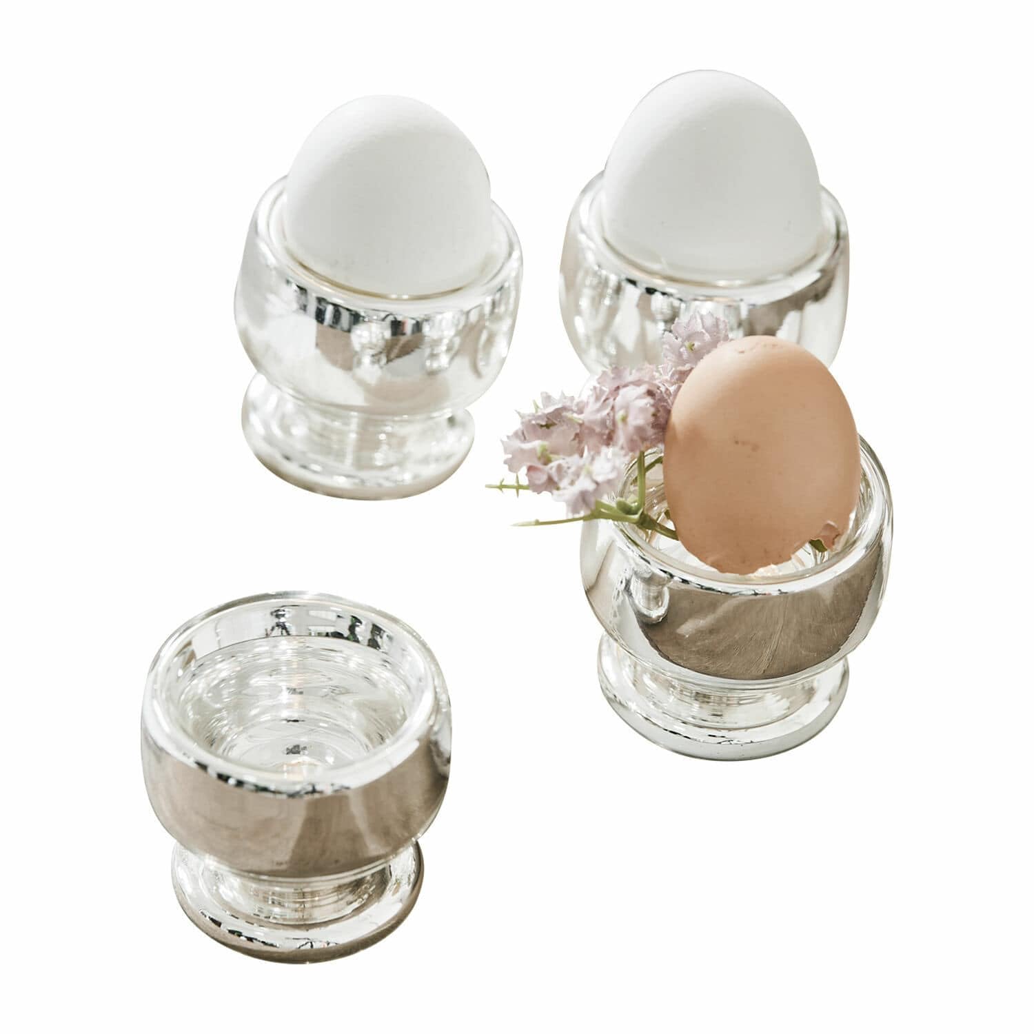 LOBERON Eierbecher 4er Set Lilligret, silber | mundgeblasen, edel & klassisch, Geschirr, Eierhalter, Küchenzubehör, Küchenutensilien, Glas