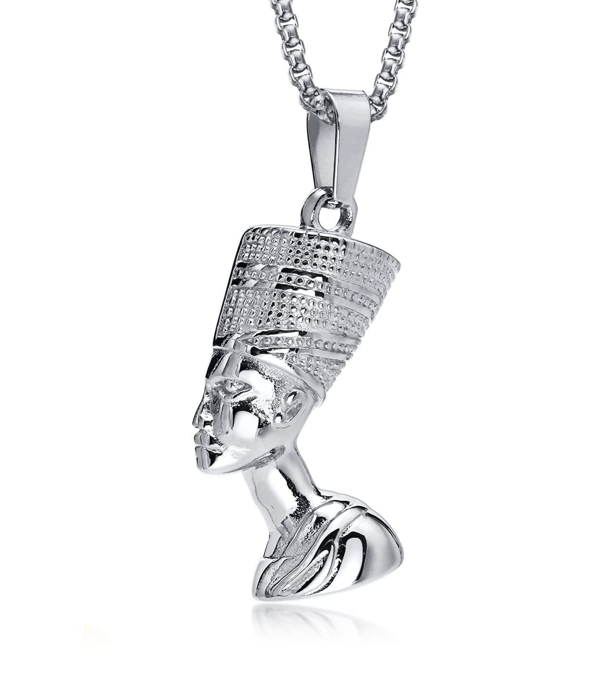 Collier Sautoir en acier avec pendentif oversize Trèfle, création