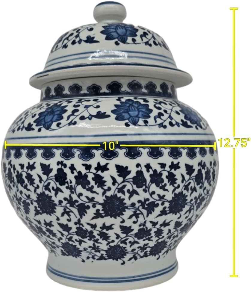 Classic Blue and White Porcelain Covered Jar Vase, Food Container China Ming Style, Jingdezhen