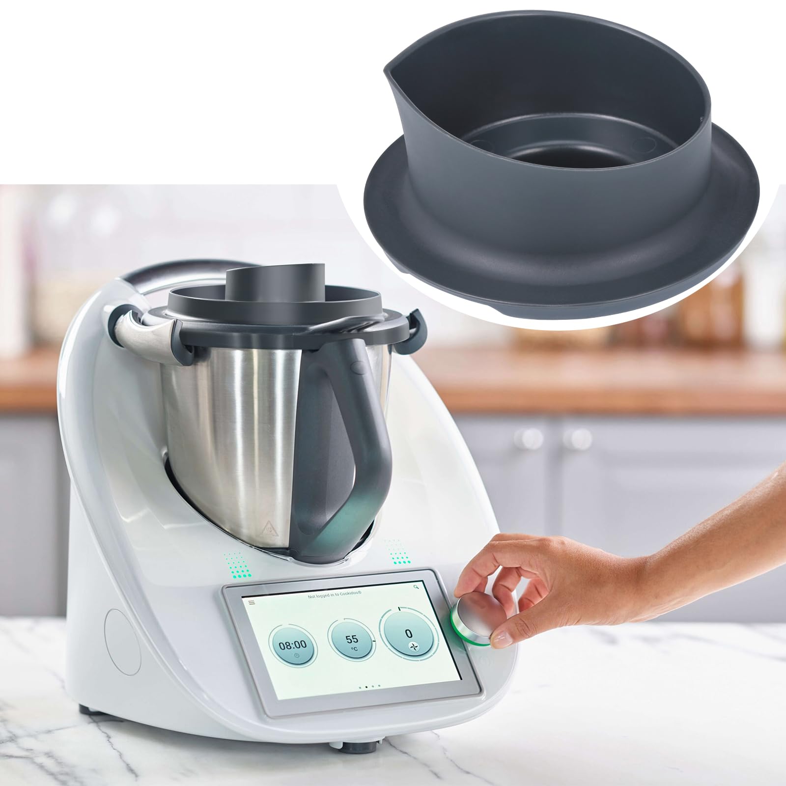 Measuring Cup for Thermomix TM6 TM5, Food Grade Blender Cooking Measuring Cup with Scale Compatible with TM6/TM5 Thermomix Replacement Accessories, Dishwasher Safety