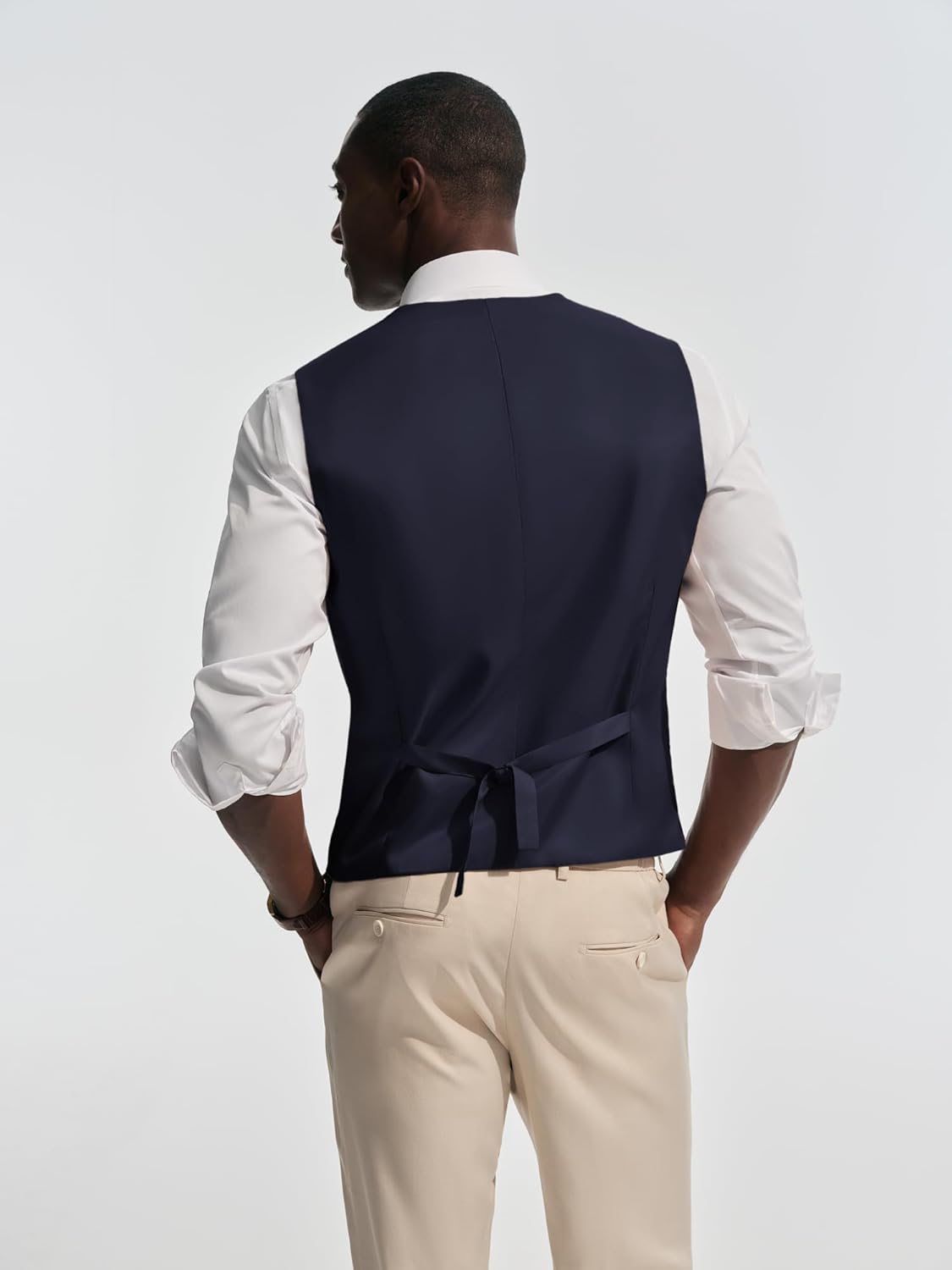 PJ PAUL JONES Men's Business Casual Vests Lightweight Slim Fit Suit Waistcoat - Image 2