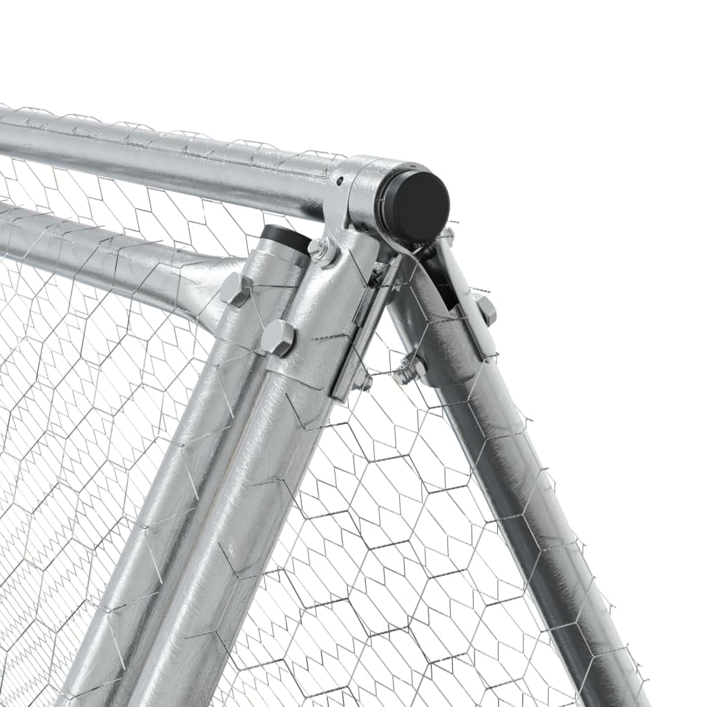 Homgoday Jaula para conejos plateada 400 x 105 x 91 cm de acero galvanizado, decoración de muebles, muebles de interior/exterior para salón, oficina