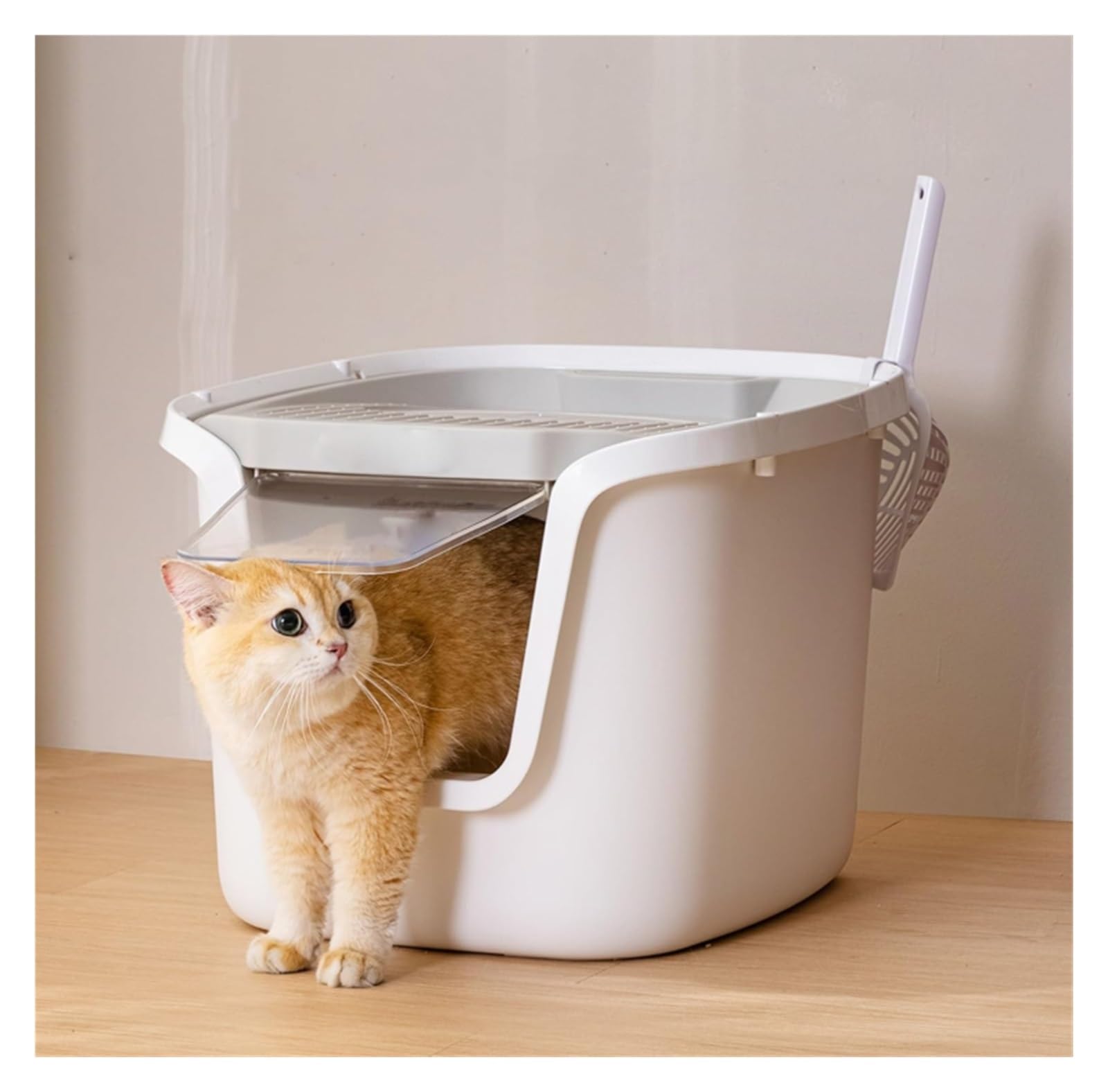 Caja de Arena Cerrada for Gatos con Tapa, Bandeja de Arena extraíble Grande, Entrada Frontal, Salida Superior, Inodoro for Mascotas, fácil Limpieza