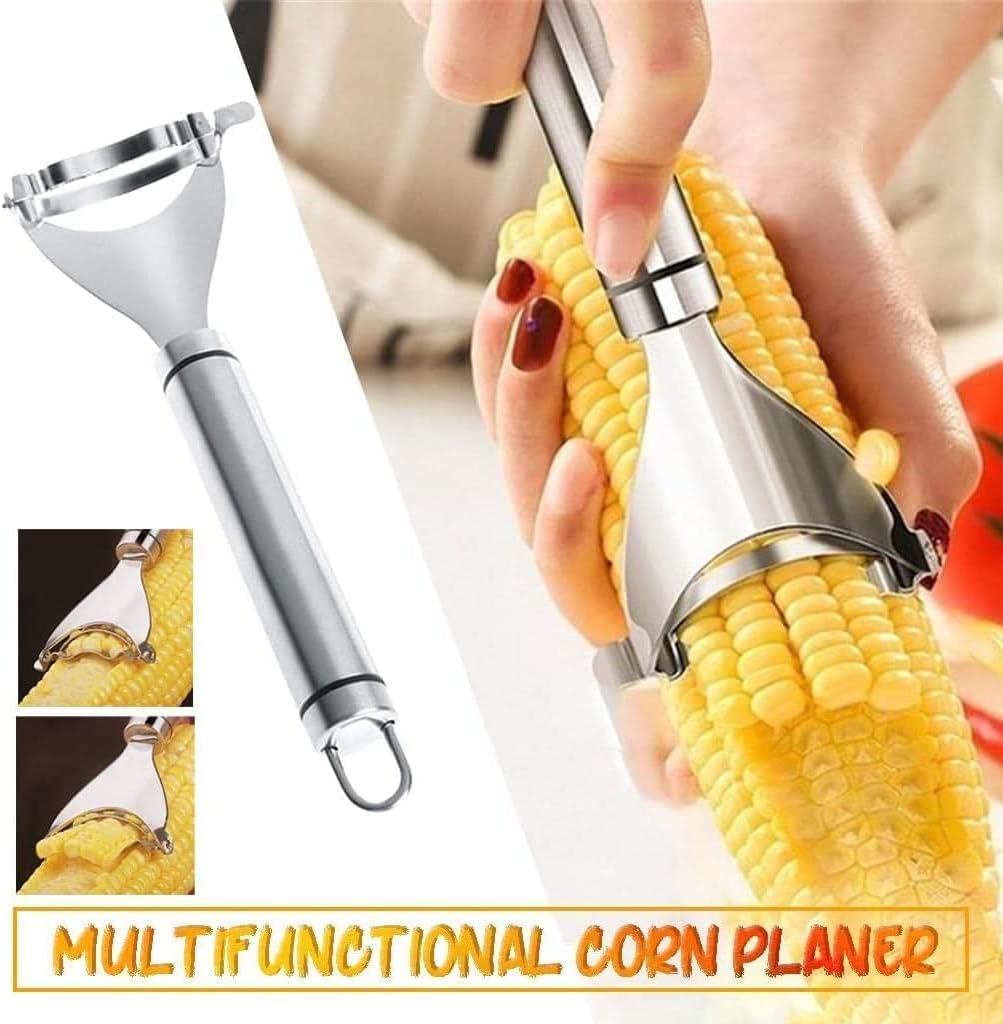 KOSIMI 2Pcs Magic Corn Peeler, Corn Stripper Corn Cob Stripper Tool,Premium Stainless Steel Corn Thresher with Ergonomic Handle, Kitchen Gadget, A23