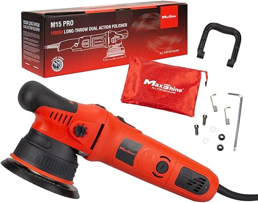 Maxshine 8mm Throw, 5" Plate M8S V2 Dual Action Polisher, Car Detailing - Powerful 1000W, 6-Speed, 5/16"-24 Thread - Auto Detailing Tool for Paint Protection, Restoration, Scratch Repair & Shine (Red)