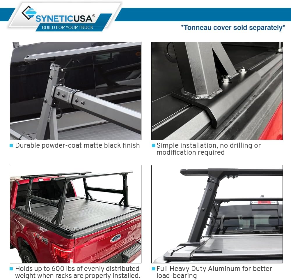 Syneticusa MR Retractable Truck Bed Cover with R1 Rack for Dodge Ram 1500 2009–2026 | 5’7” (67.4”) Bed | Aluminum Hard Tonneau Cover | One-Person Installable | Waterproof, Low-Profile