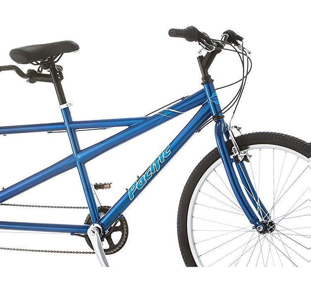 Pacific Dualie Adult Tandem Cruiser Bike, Two-Rider Bicycle for Men and Women, 26-Inch Wheels, 21-Speed, Linear Pull Brakes, Blue : Sports & Outdoors