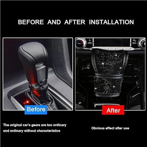 Miniatura 4 de Bling Bling - Funda para palanca de cambios de coche con cristales brillantes, funda para palanca de cambios con brillo de strass, protector para