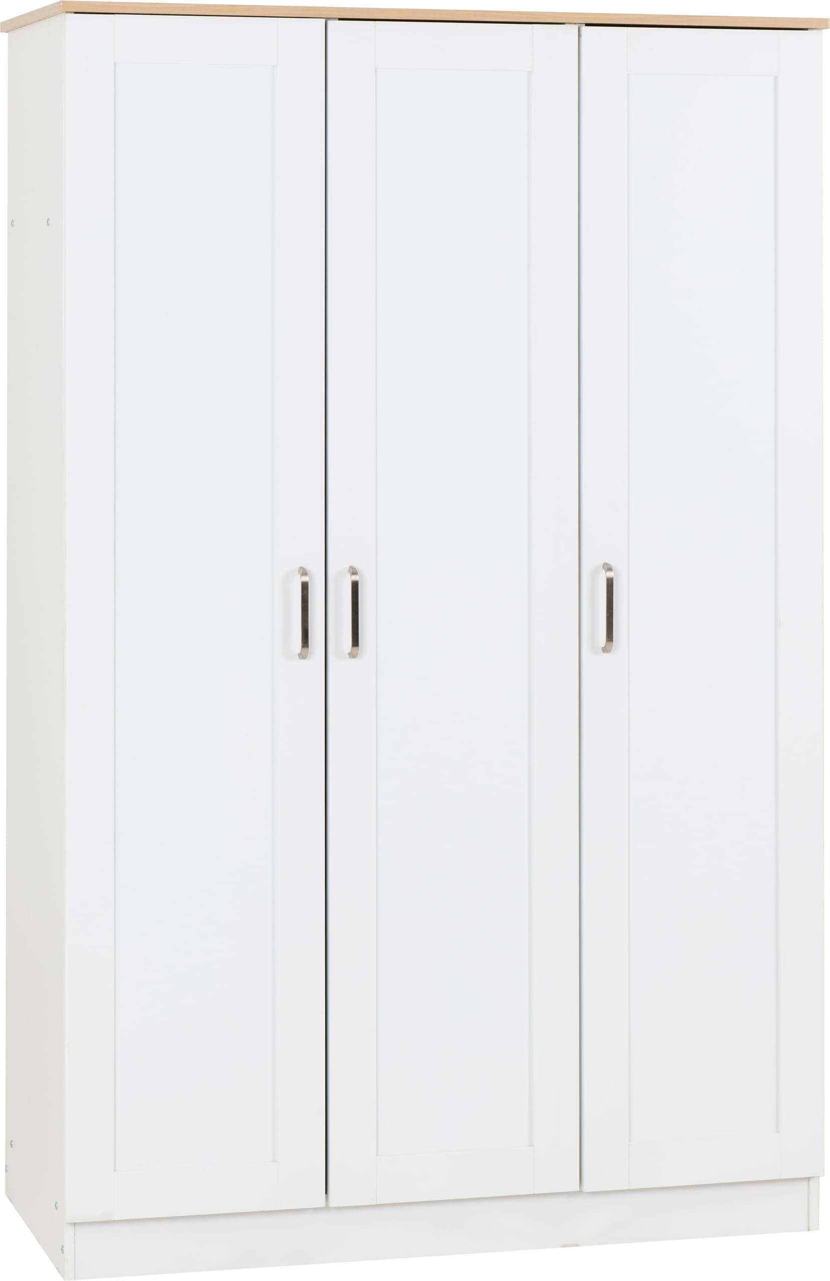Seconique Portland 3 Door Wardrobe In With Oak Effect Finish White