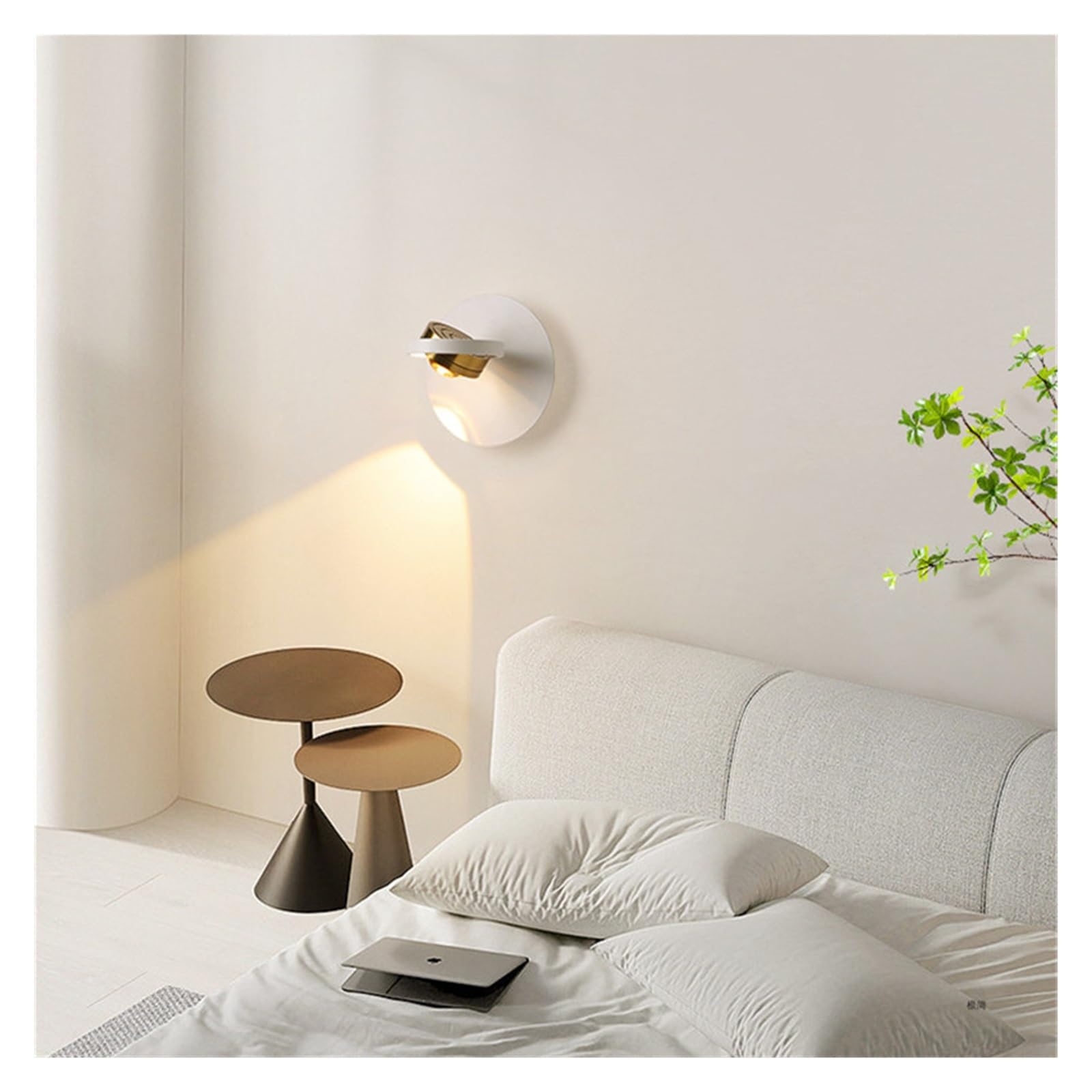 Prostota w stylu nordyckim LED kinkiet regulowana okrągła lampka nocna do sypialni salonu gabinet korytarz alejek Home Decor Ochrona Oczu I OszczęDzanie Energii(Grey-Rectangle)