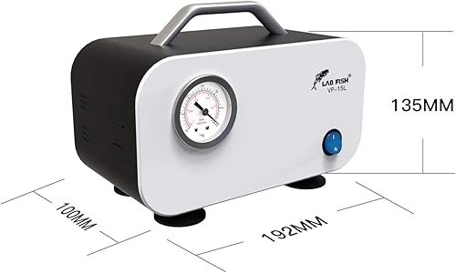 Miniatura 2 de LAB FISH Bomba de vacío de laboratorio portátil sin aceite de diafragma de laboratorio de filtración de vacío 15L/min con tubo de goma, 110V-220V
