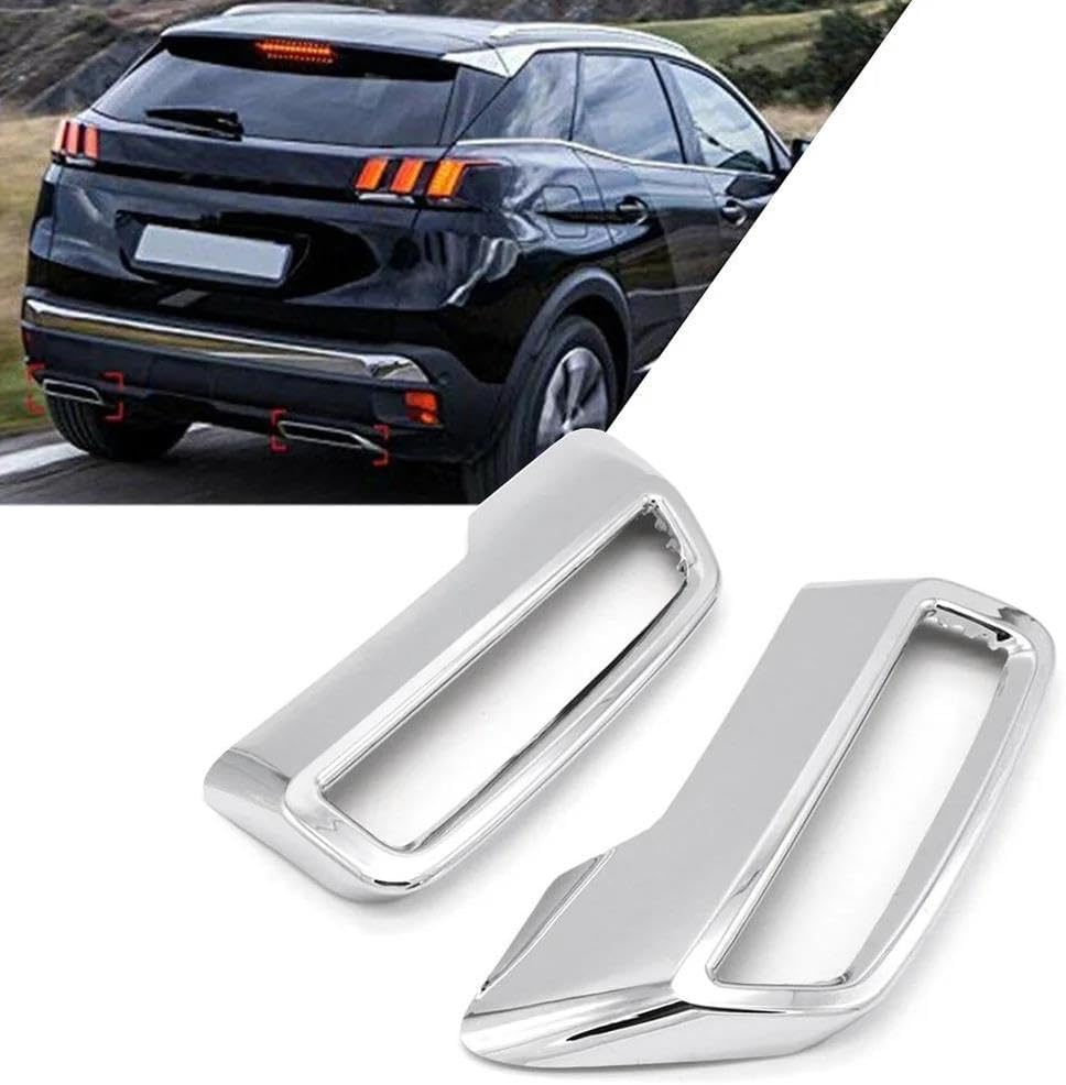 Spare Parts 2pcs Auto Accessory Rear Exhaust Muffler Tail Pipe Cover Trim For Peugeot 3008 MK2 5008 2016-2019