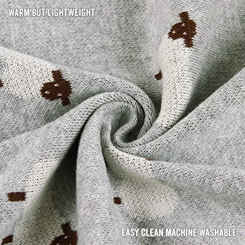 Bleu La La - Knit Baby Swaddle Blanket - 100% Cotton Soft Cozy Lightweight Unisex Receiving Swaddle Crib Stroller Quilt Blanket For Shower Gift Registry For Newborns, Infants, Toddlers (Sheep - Grey) #TOP6