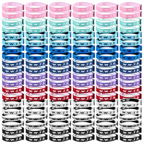 Webbings What Would Jesus Do Christian Gifts WWJD Jesus You Christian Bracelets Bulk Adjustable Wristbands Colorful for Church Women Men Fundraisers