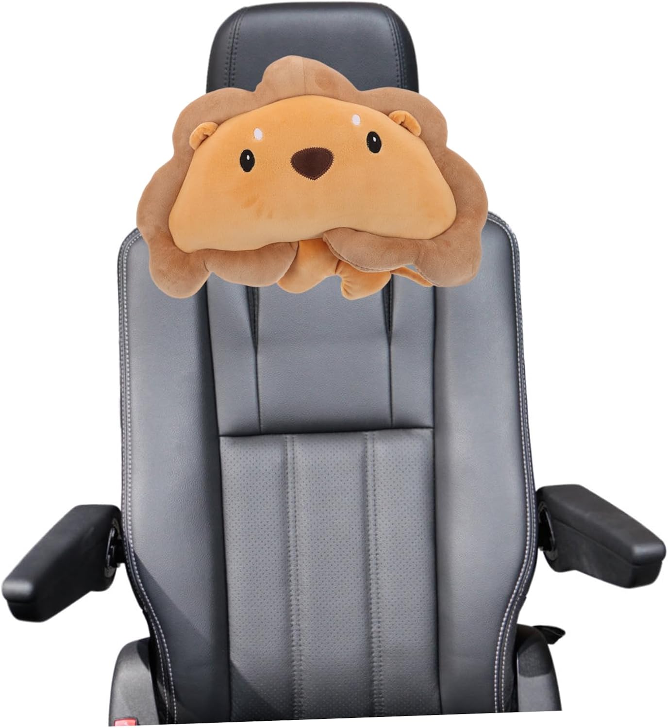 CHILDWEET Plush Lion Neck Rest Cushion for Car Soft Travel Pillow with Breathable Easy Installation and Supportive Structure Use for Adults and Boy Girl
