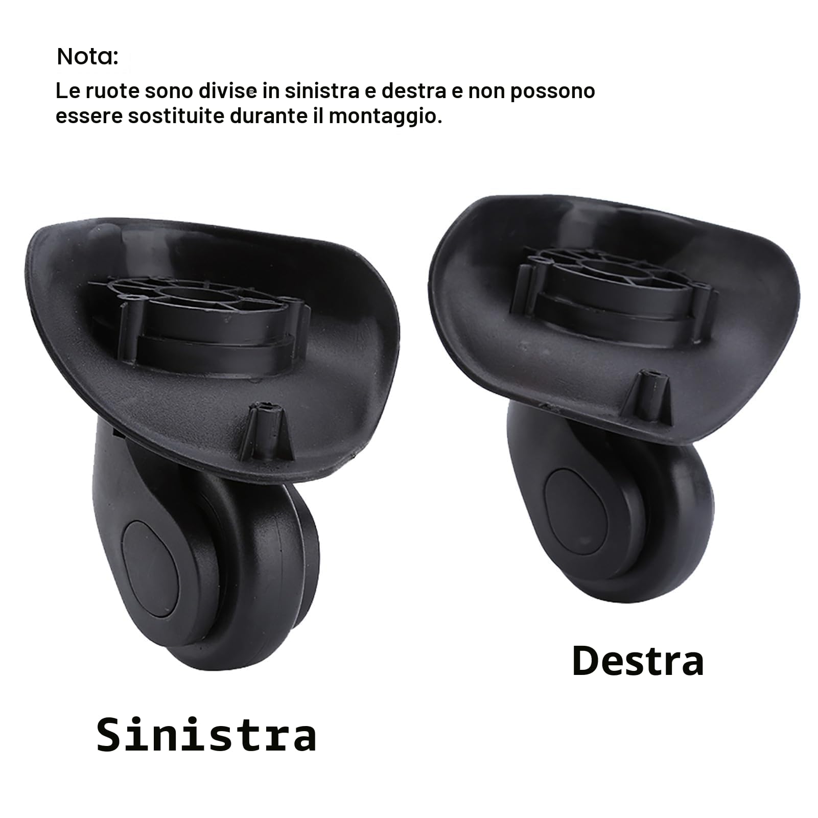 Sostituzione ruote girevoli,Ruote in PVC bagagli valigia,Riparazione ruota valigia sostituire per il carrello valigia bagagli,Nero,W041-2 L