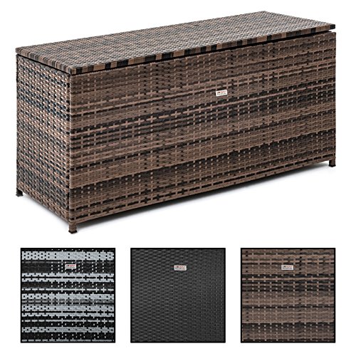 ESTEXO Polyrattan Auflagenbox 120 x 60 x 50 cm aus Polyrattan, Rattan, Box für den Garten, Truhe, Kissenbox (Grau-Mix)