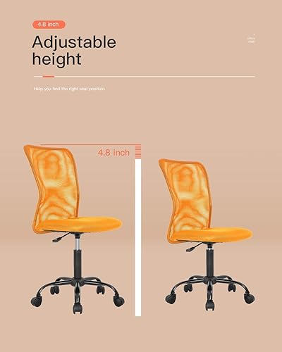 Miniatura 10 de HGS Silla de escritorio de oficina, silla de trabajo de malla sin brazos, silla ergonómica para computadora, silla giratoria con respaldo medio con