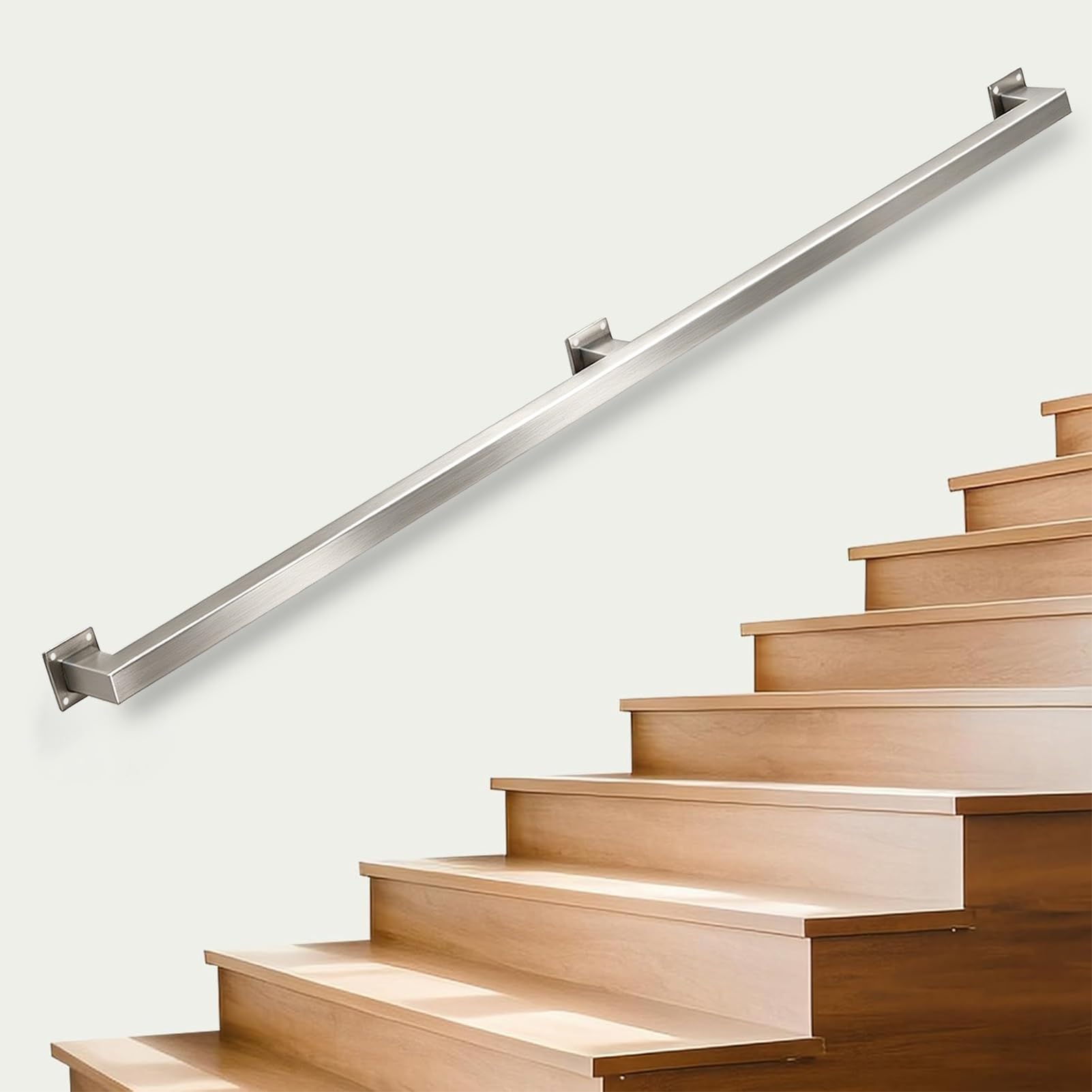 Drsyffsup 30cm-600cm Stair Railing Metal Hand Rails for Indoor Stairs Wall Mounted Outdoor Handrail for Steps Stainless Steel Industrial Handrails for Stair Home Garden Corridor Lofts(19ft/5.7m)