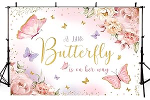 A Little Butterfly is on the Way Pink Shower Backdrop Banner
