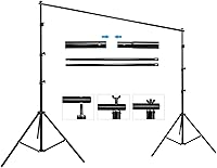 Vista 2 de Photography Umbrella Lighting Kit With 85w Led bulb,Muslin Backdrop (White Black), Backdrop, Clips Clamp,8.5*10ft Photo Background Photography Stand