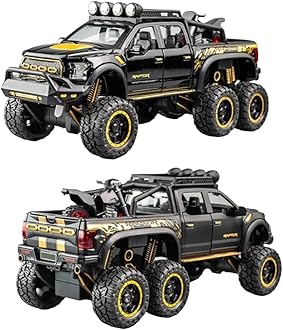Big Size Ford Raptor F150 Model Car 1:28 Scale Exclusive Alloy Metal Pull Back Die-cast Car Metal Pullback Toy car Openable Doors & Light Music Birthday Gift 【Colors as Per Stock】