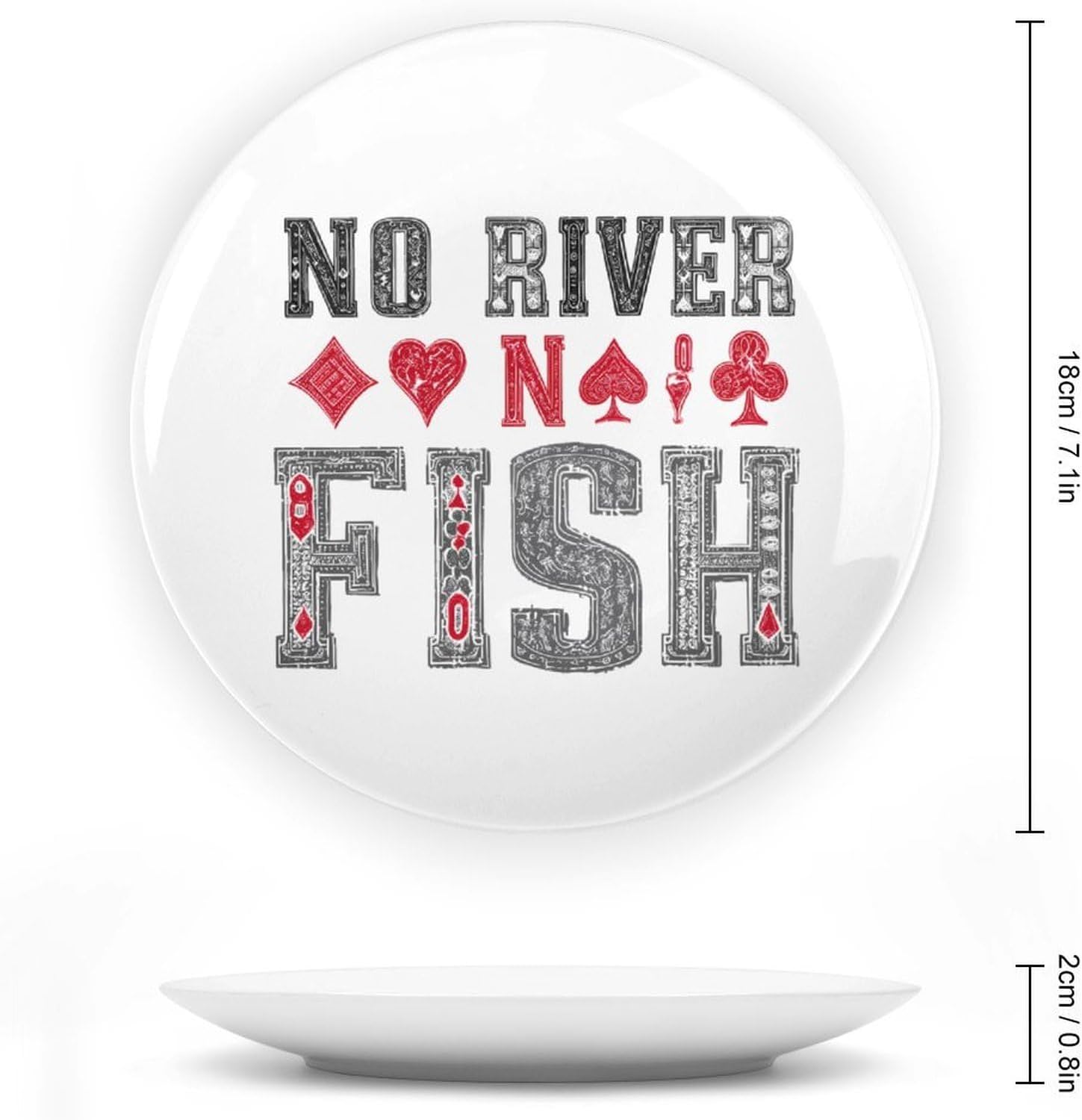 Poker Cards No River No Fish Decorative Plates for Display Ceramic Plate Tray with Stand Hanger Home Decor