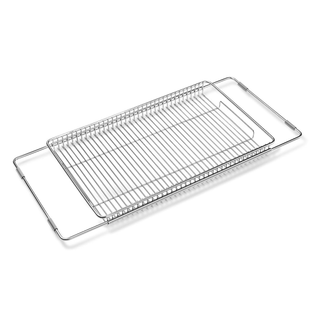 Stainless Steel Extendable Dish Drying Rack and Organizer Over The Kitchen Sink, Vegetables & Fruits Rinse Rack, Dish Drying Tray, Kitchen Strainer Colander, Foldable Rinsing Station