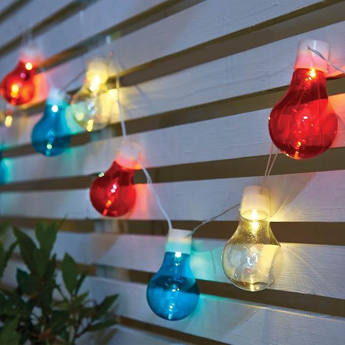Coopers of Stortford Garden Solar Powered Bulb String Lights 20Piece with 2 Light Settings L3