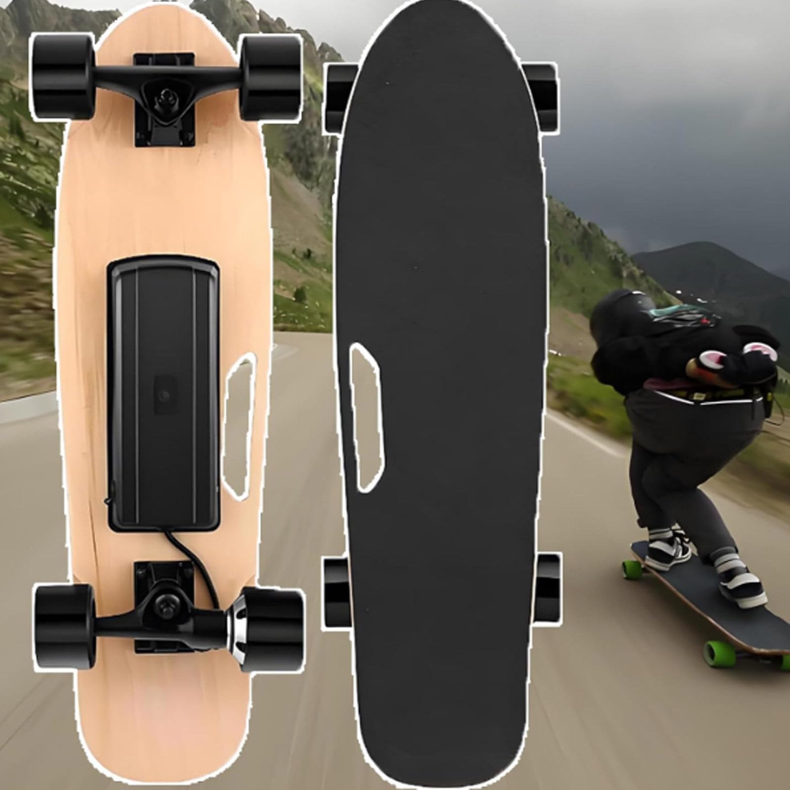 Skateboard électrique 350 W pour adultes et adolescents, longboard électrique en érable 7 plis avec télécommande, vitesse maximale de 22 km/h, autonomie maximale de 13 km, charge maximale de 150 kg