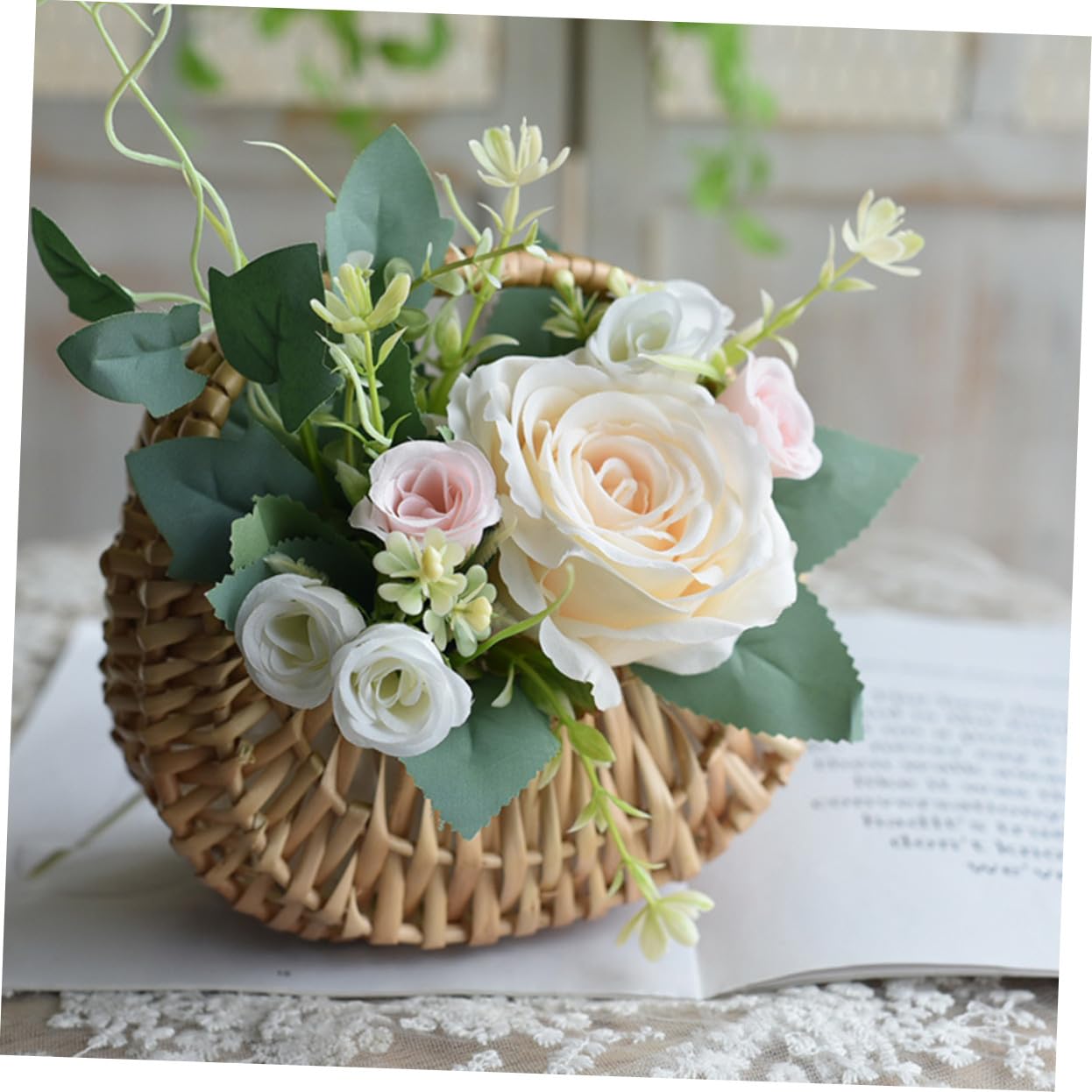 Blumenmädchenkörbchen 3 Stück aus Weidengeflecht für Hochzeiten | Handgewebt, mit Henkel und Einzigartiger Form, Leichter Aufbewahrungskorb, für Balkon und Korridor