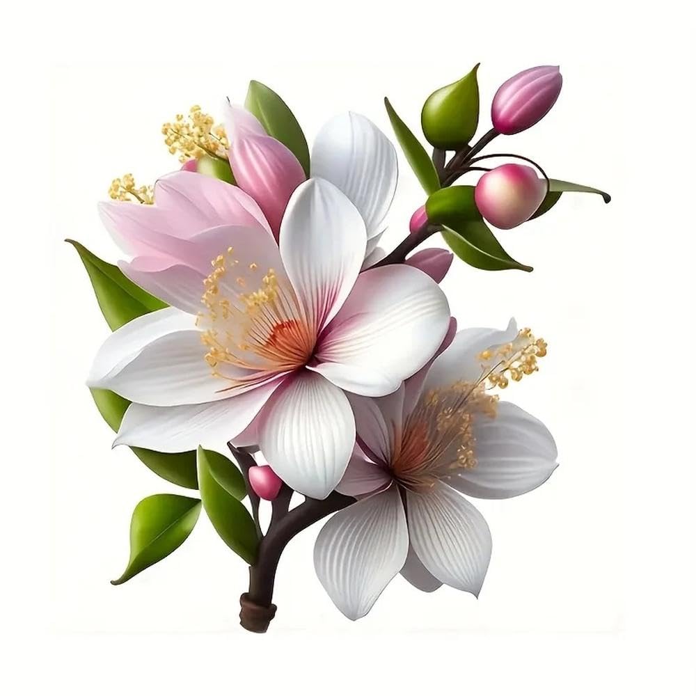Beautiful Magnolia Flower Sticker Waterproof Decal for Car Laptop Daily Decor