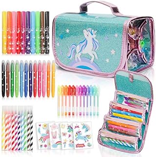 Amitié Lane Fruit Scented Markers Set with Unicorn Pencil Case - Perfect Unicorn Gifts For Girls or For Art and Craft Colouring