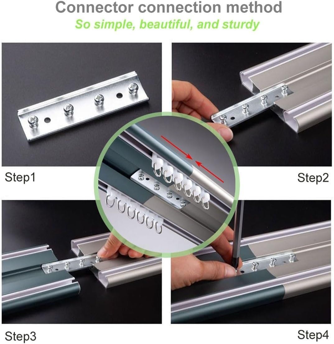 Double Curtain Track, Aluminum Ceiling Track Curtain Rail Curtain Track,Partition Ceiling Track Kit(Curry Blue,100cm)