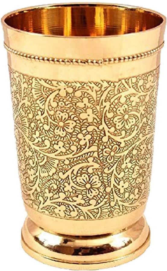 Embossed Designer Brass Mint Julep Cup Goblet Tumbler