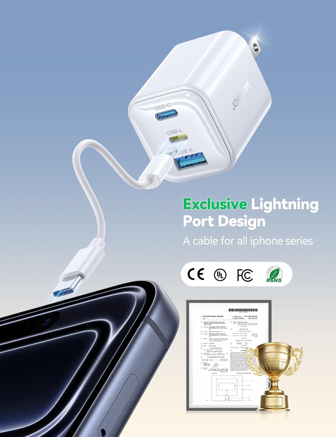 JOYROOM iPhone 14 13 Charger Fast Charging, 3-Port GaN USB C Block, 30W Type C Charging Block with Foldable Power Adapter for iPhone 12/13/14/15/16/17, iPad, Galaxy, and More (Pink) - Image 2