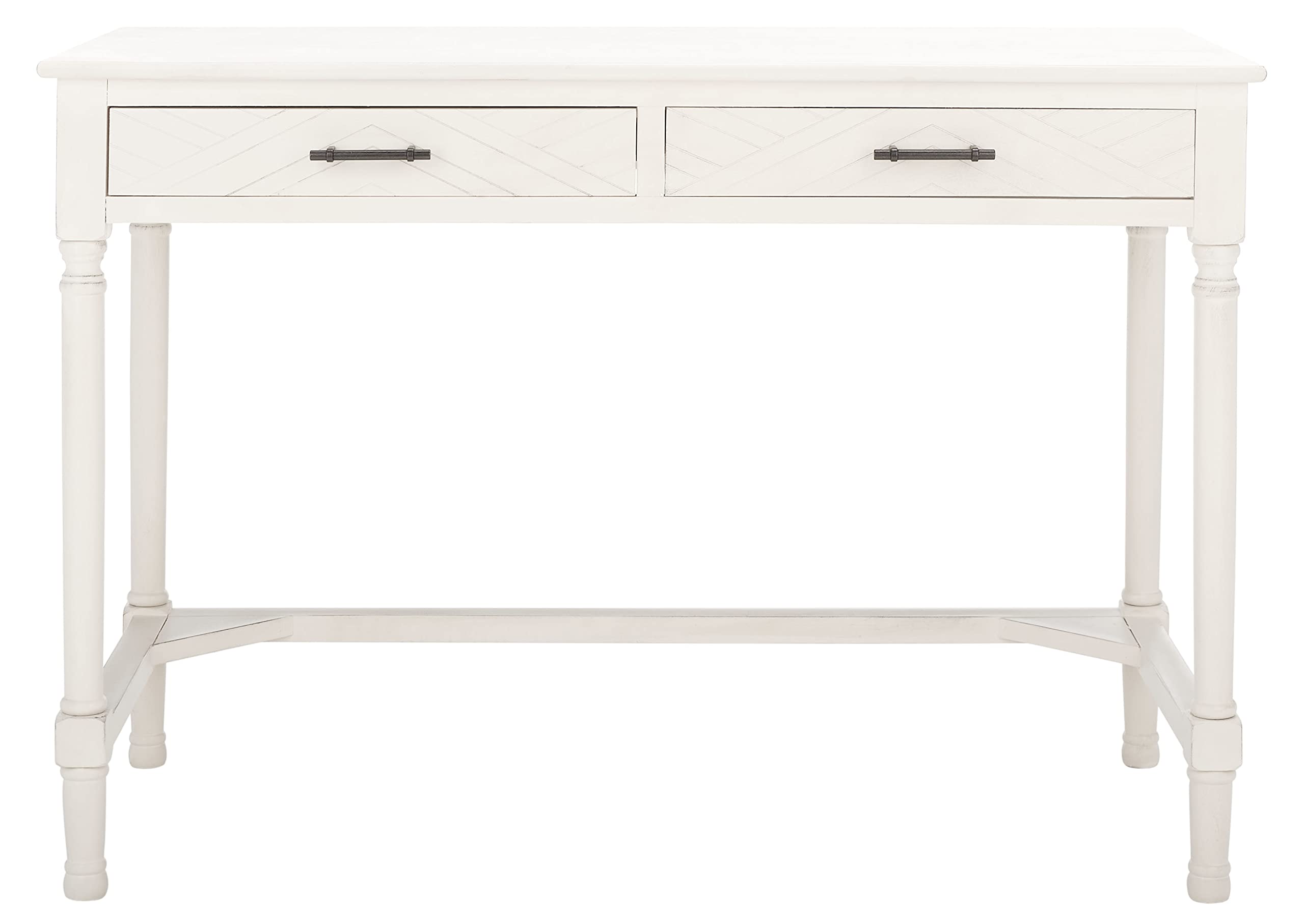 SAFAVIEH Home Collection Mckinlee Distressed White 2-Drawer Computer Table Office Desk Table