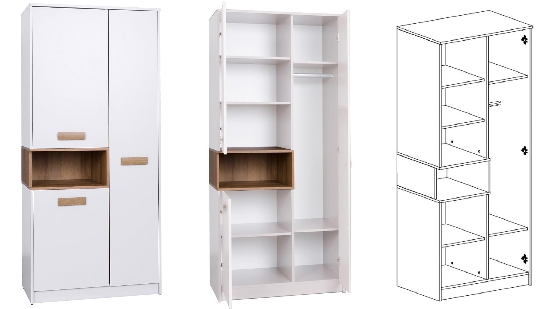 Grant Möbelset Set 30, Kleiderschrank, Schreibtisch, Regale, Jugendzimmer