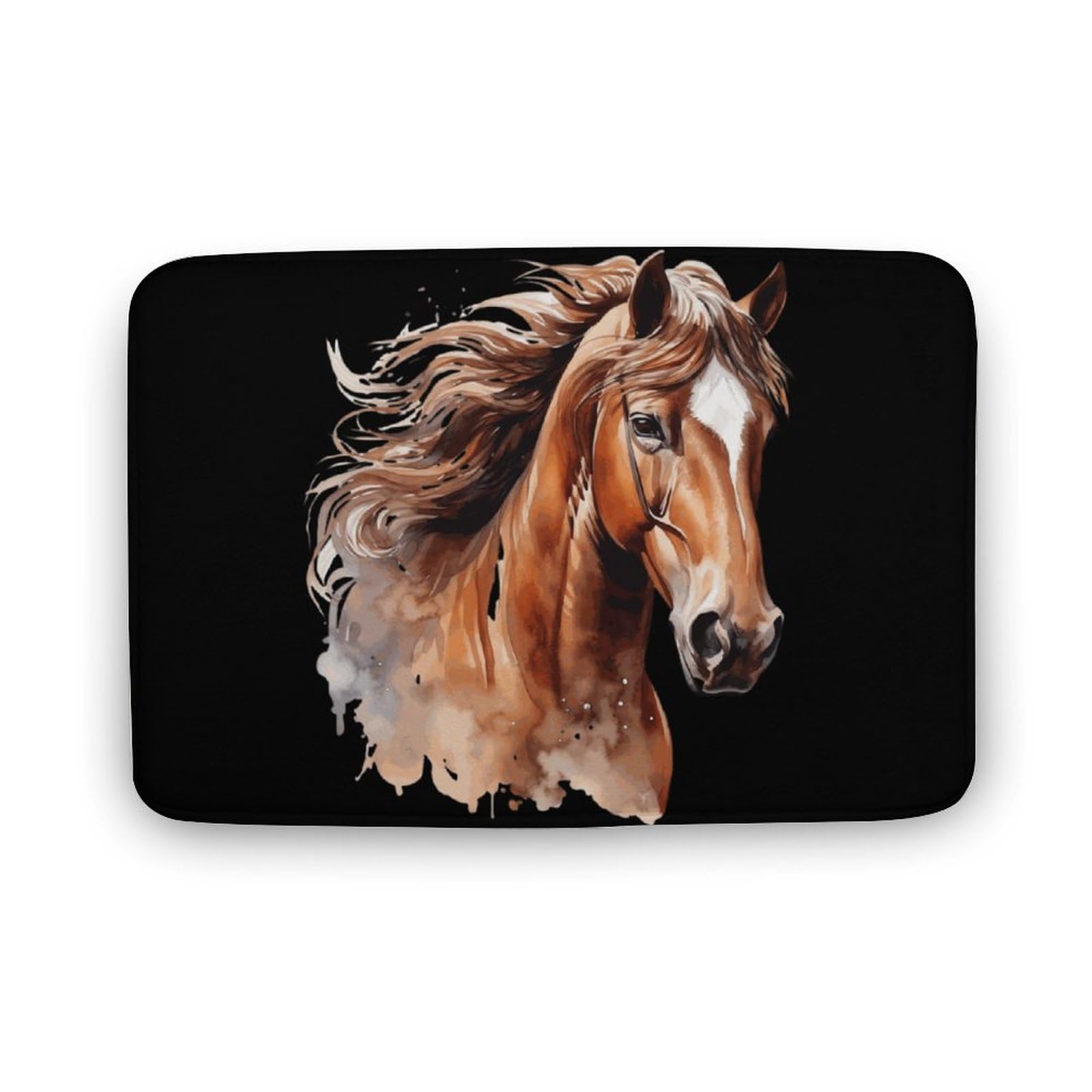 Watercolor Brown Horse Coral Velvet Rugs Non-Slip Bathroom Rugs Soft Kitchen Rug Floor Carpet for Home Decor 15.7